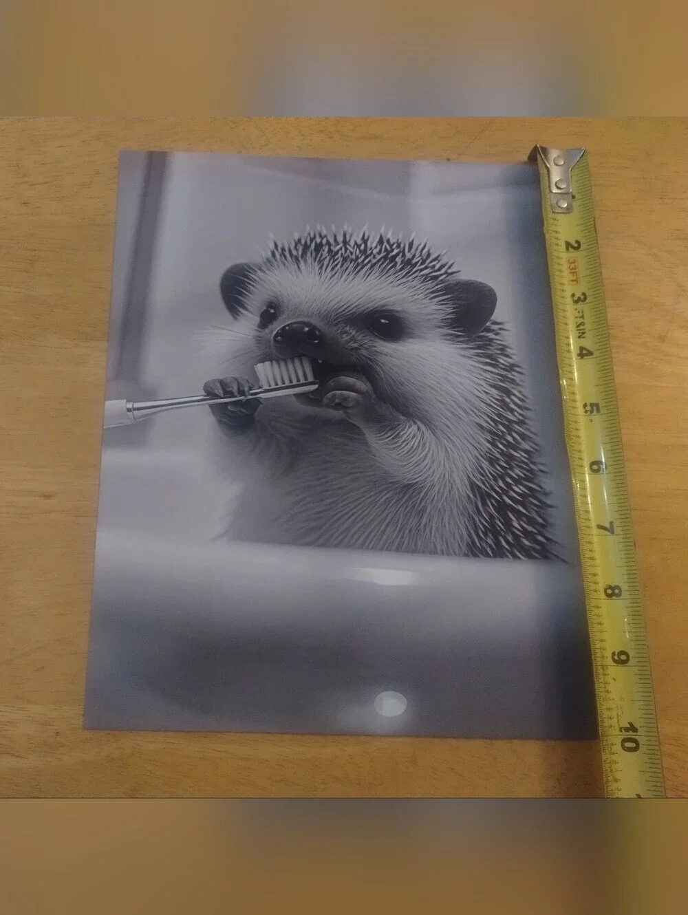 🦔 Cute Hedgehog Bathroom Wall Art Print Black & White Animal Decor 🪥🖤